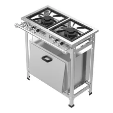  Fogão Industrial De Piso 2 Bocas C/ Forno 30x30 Inox