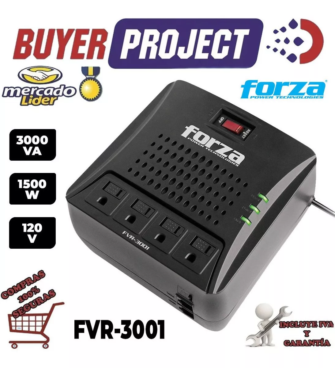 Regulador Voltaje Forza Fvr-3001 3000va 15000w 4 Tomas 120v