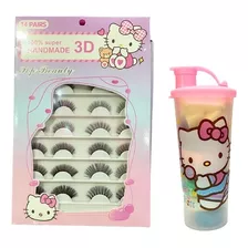 Set De 14 Pares De Pestañas 3d Hello Kitty Agranda Tus Ojos