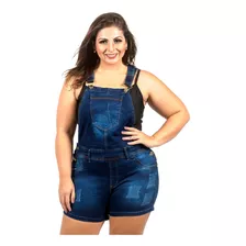 Jardineira Curta Plus Size Jeans Premium G1 G2 G3 G4