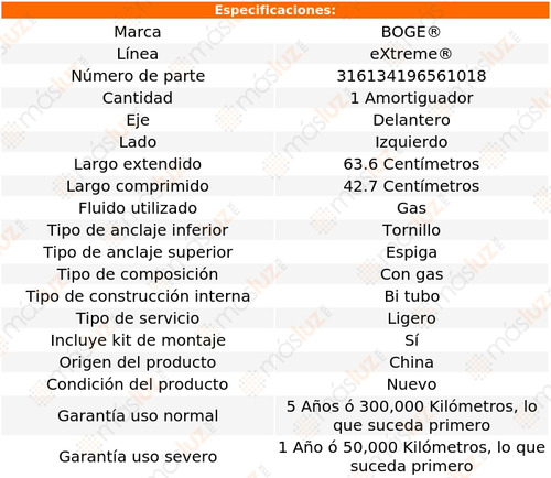 1- Amortiguador Gas Delantero Izq Odyssey 05/07 Boge Extreme Foto 2