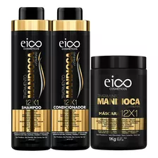 Eico Mandioca Shampoo + Condicionador 800ml + Máscara 1kg