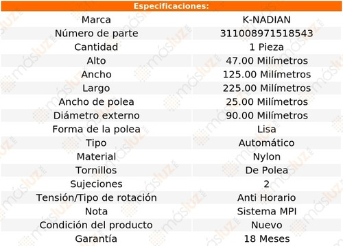 Tensor Accesorios Peugeot 405 L4 2.0l 97 K-nadian Foto 3