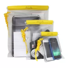 Conjunto Com 3 Bolsas Impermeáveis Nautika Celular Documento Cor Amarelo/transparente