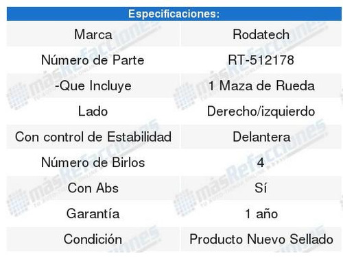 Maza Rueda Trasera Honda Accord 98 A 02 Foto 2