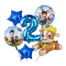 Set Globos Cumpleaños Paw Patrol Rubble Fiesta Decoración 