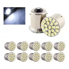 Kit 10 Lampada 22 Led Ba15s 1 Polo Branca 3014 24v Atacado