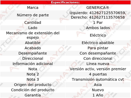 2 Espejos Elect P/pintar C/direcc E/abatible Spark 16-21 Foto 2