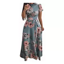 Vestido Mujer Estampado Floral Manga Corta