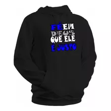 Moletom Blusa Roupa Fé Em Deus Que Ele É Justo Blue