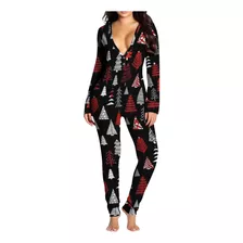 Calça S, Macacão Feminino, Pijama Com Aba, Estampa De Natal,