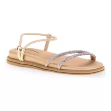 Sandália Feminina Flat Strass Conforto Leveza Moda Original