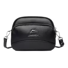 Bolsa Lateral De Luxo Couro Macio Zíper Triplo Moda Simples