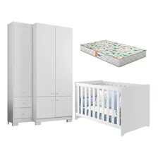 Berço Americano Mali E Guarda Roupa Infantil B22052 Branco