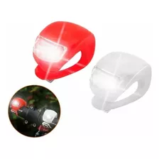 Kit Luz Led Bicicleta Delantera Y Trasera Silicona Dual Color Rojo/blanco