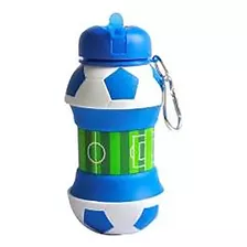 Botella Balon Plegable Para Agua Deporte Futbol Soccer Mls Color Azul