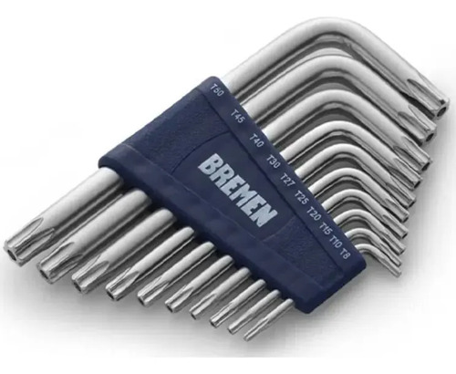 Juego De Llaves Tamper Torx En L Cortas 10 Pzs Bremen 6906