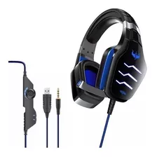 Auricular Gamer Micrófono Gt86 Luz Led Juegos Ps4 Xbox Pc Color Azul