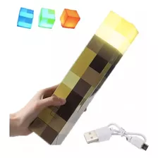 Antorcha Minecraft Lámpara De Colores Luz Nocturna Gamer