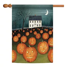 108260 Pumpkin Hollow House Halloween Flag 28x40 Pulgad...