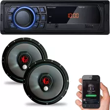 Som Mp3 Player 1din Usb Multilaser Fm Bluetooth + Par 6 Pol