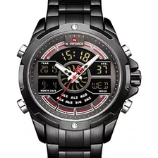 Relógio Naviforce 9170 Preto Esport De Luxo Digital Analogic
