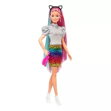 Leopard Rainbow Hair Doll Rubio Con C O De Color Caract...
