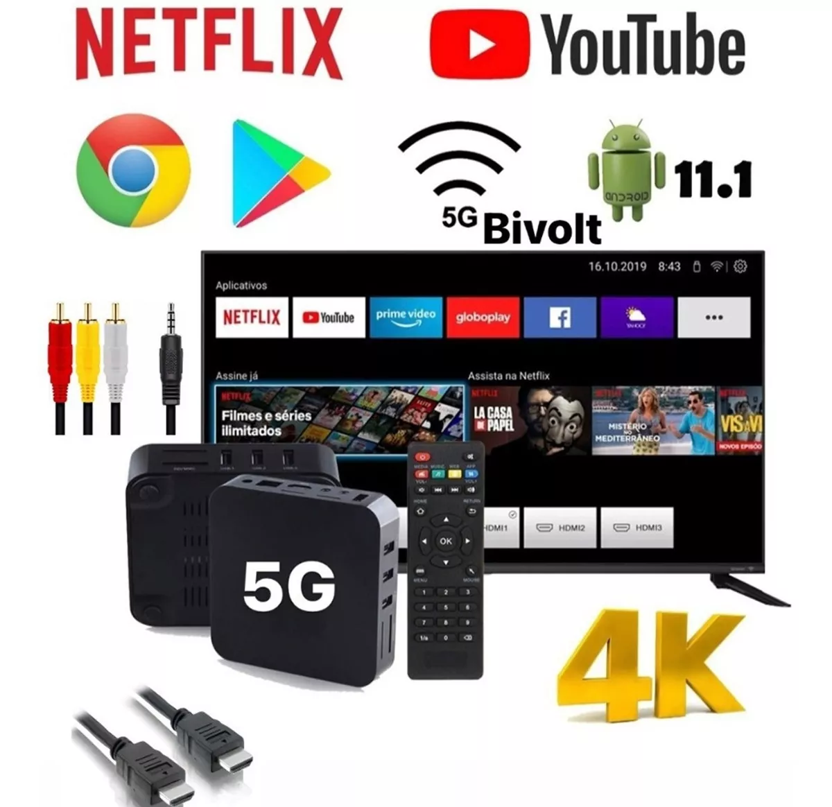 Conversor Smart Tv Box 4gb De Ram 64gb Pro 4k - Android 10