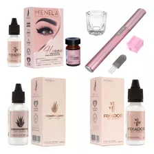 Henna Menela Kit Completo Sobrancelha Removedor Fixador 30ml Cor Castanho Claro