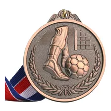 Medalla Deportiva Fútbol Bronce Metálica 5 Cm C/cinta.