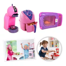 Brinquedo Infantil Kit Cafeteira + Micro-ondas + Air Fryer