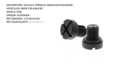 Foto de Tornillo Desfogue Radiador Bmw E30-e46-e90-e36 X3 E83 Febi 