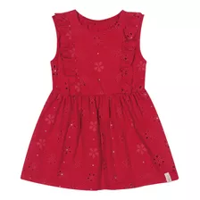 Vestido Vermelho Menina Bebê Algodão Festa Elian