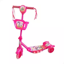 Patinete Mini Unicórnio Rosa Infantil Com Som E Luz Meninas