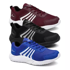 3 Pares Tênis Esportivo Tenis Masculino Leve E Macio Frete