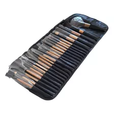 Kit De Pincel Maquiagem Profissional Com 24 Pcs Cor Madeira