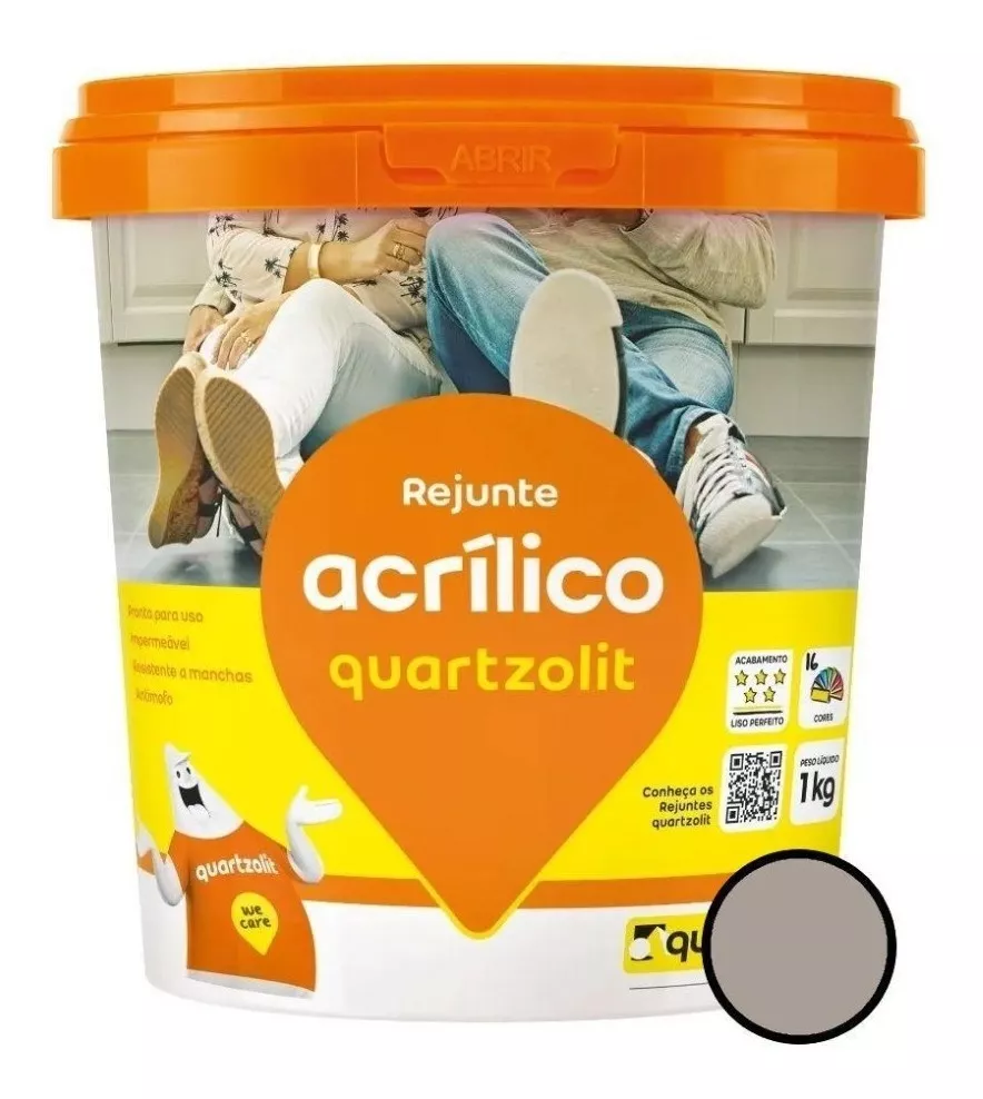 Rejunte Acrílico 1kg Pronto Quartzolit - Cinza Outono
