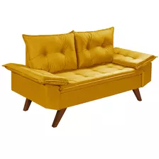 Sofa Bariloche 2 Lugares Pés Em Madeira Essencial Estofados Cor Amarelo