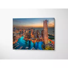 Quadro Tecido Tela Cidade Predios Dubai Ex Grande 90x140