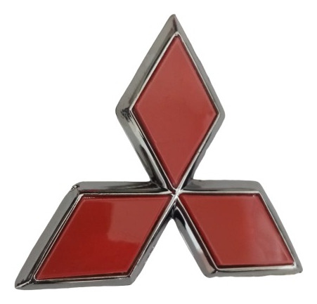 Emblema Mitsubishi Rojo Borde Cromado Lancer  Foto 3