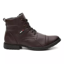 Bota Masculina Coturno Tipo Militar Couro Legitimo + Brinde