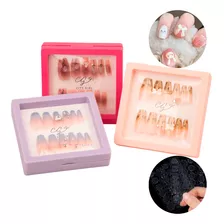 Kit Uñas Postizas Press On Nails 12pcs Adhesivas City Girl