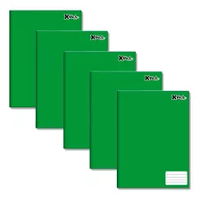 Kit 5 Cadernos De Brochura Grande 96 Folhas 200x275mm Verde
