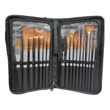 Set De Pinceles + Estuche (18 Piezas)