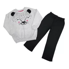 1 Conjunto Moletom Flanelado Infantil Gatinha 2 3 4 6 8