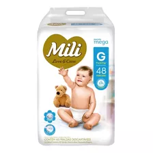 Fralda Descartável Infantil Mili Love & Care G Pacote 48 Unidades