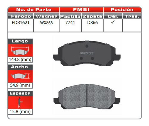 Balatas Delanteras Honda Civic Lx 2001-2005 Wagner Foto 2