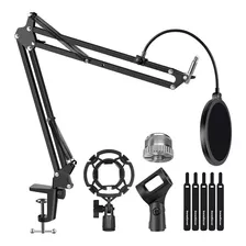 Kit De Soporte De Microfono Con Shock Mount Filtro Adaptador