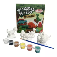 Kit Figuras De Yeso Dinosaurios Con Pintura Y Pincel Artel