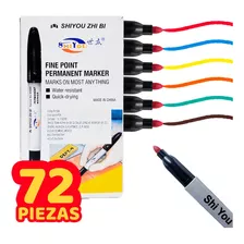 72 Plumon Marcador Permanente Escolar Tipo Sharpie Colores